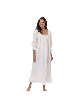 The 1 for U Martha white cotton long sleeve night gown size Medium NWT coquette